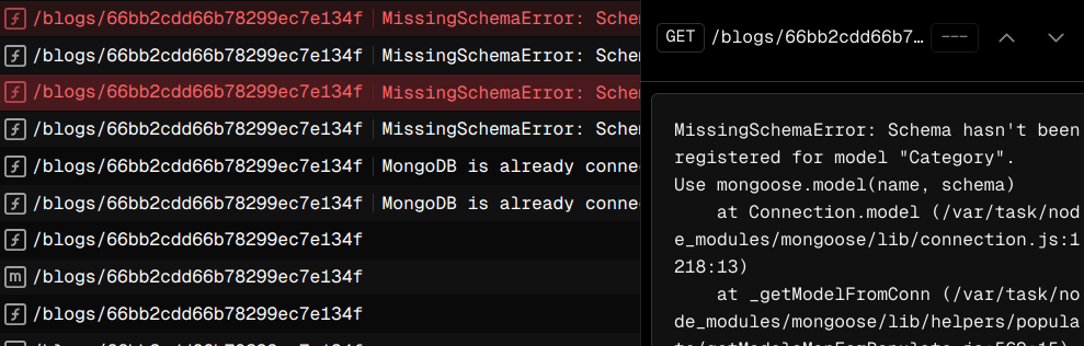 MissingSchemaError: Schema hasn't been registered for model